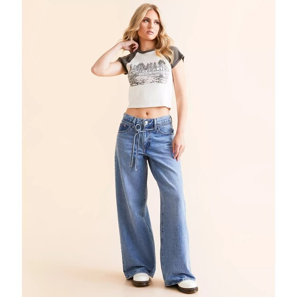 Levis Premium Womens XL Straight Denim Jeans Blue Mid Rise Baggy Loose Wide New - Picture 7 of 16